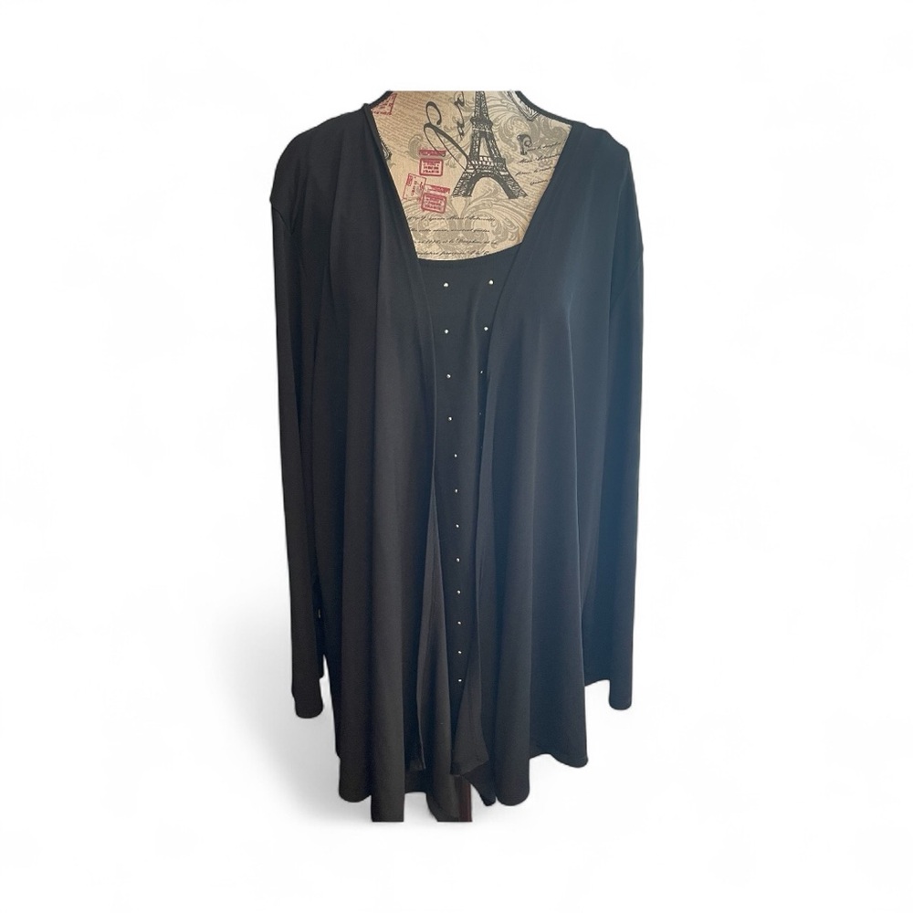 Elegant Black Women's Tunic cardigan with studded details